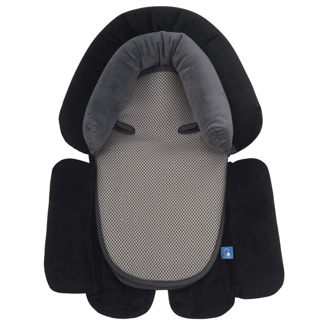 COOLBEBE Upgraded 3-in-1 Baby body Support for Newborn Infant Toddler - Extra Soft Car Seat Insert Cushion Pad, Perfect for Car seats, Strollers, Swings, Black