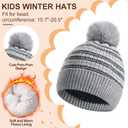 Kids Winter Hat Gloves Scarf Socks Set 4Pcs, Toddler Pom Beanie Warm Knit Scarf Fleece Mittens Socks for Girls Boys Aged 3-8 (Gray)