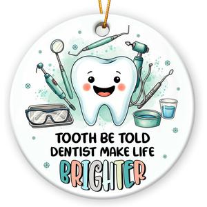 4 x Christmas Dentist Gifts for Women Men - Thank You Dentist Ornaments 2025, Appreciation Assistants Students Dental Hygienist Gifts, Ceramic Tooth Christmas Ornament for Christmas Tree Decoration