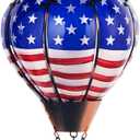 Larekook Solar Hot Air Balloon Lantern with Flickering Flame Light,Glass Outdoor Garden Decor,Hot Air Balloon Solar Lantern Outdoor Waterproof Hanging Light for Yard Patio Porch Lawn(American Flag)