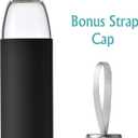 veegoal 25 Oz Borosilicate Glass Water Bottles with Bamboo Lid, BPA-FREE, Non-Slip Silicone Sleeve, and Stainless Steel Leak Proof Lid - Reusable Glass Bottle for Men and Women (Luxury Black)
