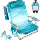 #WEJOY Beach Chair for Adults, Reclining Adjustable Position, Lay Flat Lightweight Folding Portable Aluminum Chair with Backpack Straps,Padded headrest, Heavy Duty 400 lbs Lawn Chair for Beach, Sand