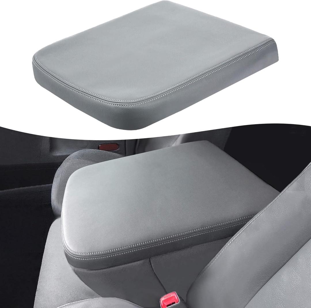 KBH Center Console Armrest Cover Replacement for Dodge Ram 2002 2003 2004 2005 2006 2007 2008, Jump Seat, Vinyl Leather, Middle Console Protector, Velcro Design, Medium Slate Gray