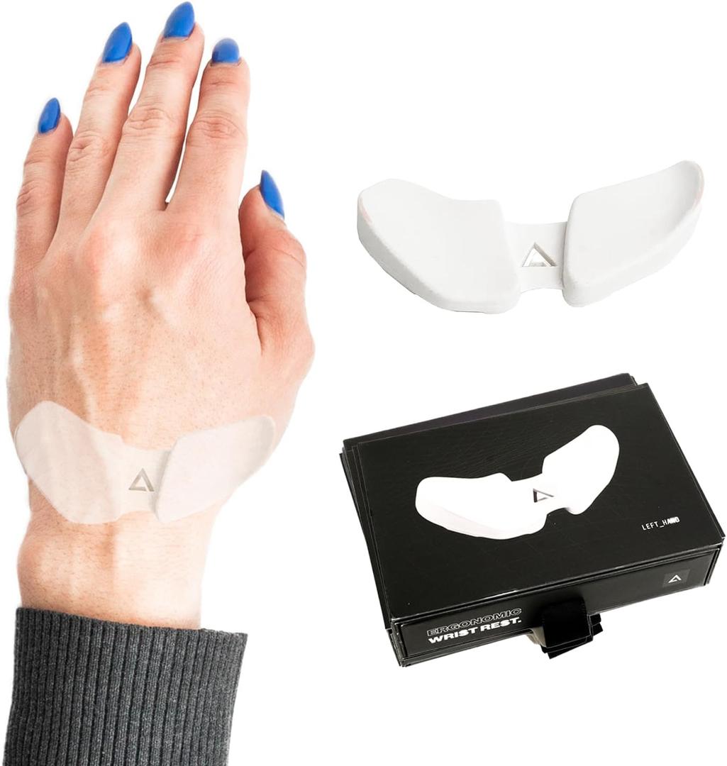 DELTAHUB Carpio 2.0 - Left-Handed Truly Ergonomic Wrist Rest for Mouse, Carpal Tunnel Support, Pain Relief, Anti-Fatigue, Easy Glide, Sleek, Office Computer, Laptop, Gaming - Small, White