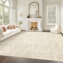 Living Room Rugs 8x10: Washable Moroccan Geometric Boho Rug Farmhouse Non Slip Stain Resistant Large Rug Low Pile Soft Carpet for Bedroom Dining Room Children Room (Beige,8'x10')