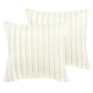 18x18 Throw Pillow Covers Set of 2, Decorative Faux Fur Covers for Bed, Couch Soft Fluffy Pillow Cover with Velvet Back for Living Room, Neutral Home Décor Accent for Sofa - Cream White