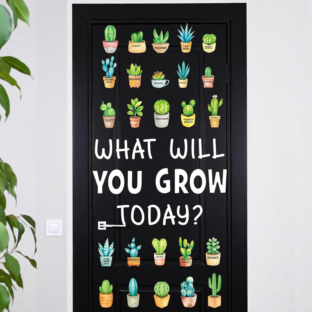 3 x Honoson 50 Pcs Plant Theme Classroom Door Decor Bulletin Board Set What Will You Grow Today Door Decor Boho Back to School Cutout for Educational Activities