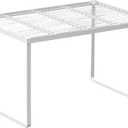 Kitchen Cabinet Storage Shelf Stackable Wire Spice Rack Organizer Heavy Duty Space Saver for Bathroom Bedroom Closet Laundry Room Office Countertop - White, Pack 1