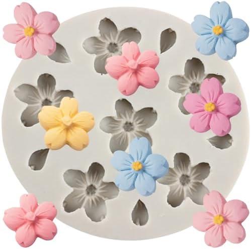 TAOXIBEI Flower Polymer Clay Molds Cherry Blossom Silicone Mold for DIY Crafts Epoxy Resin Casting Air Dry Clay Plaster Jewelry Making