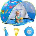 Baby Beach Tent with Pool, Pop Up Beach Tent UV Protection Sun Shelter for Infant Toddlers, Portable Shade Pool Tents Baby Beaches Essentials with Carry Bag for Outdoor, Travel, Camping, 47" L x 29" W x 33" H