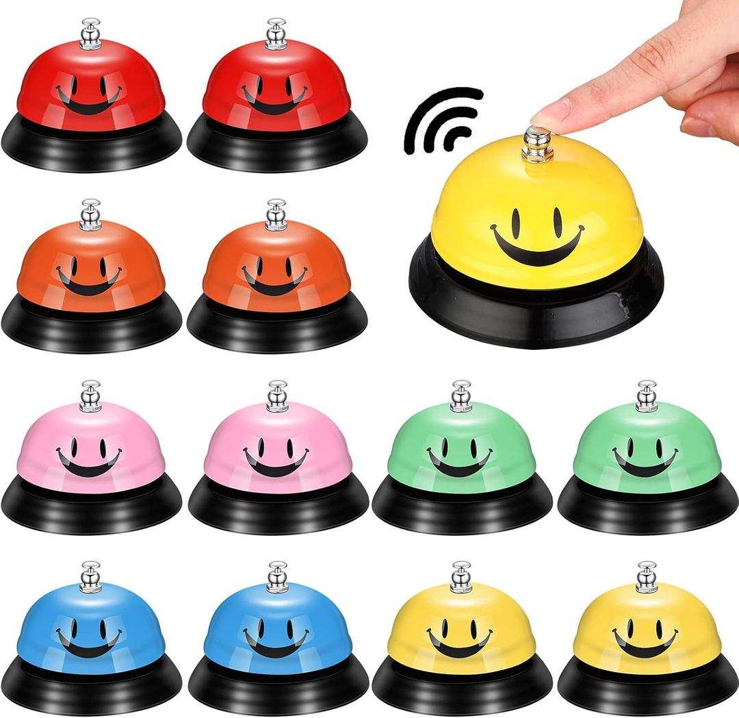 Cindeer 12 Pcs Call Service Bell 3 Inch Diameter Desk Dinner Bell Anti Rust for Metal Dining Ring for Classroom Counter Restaurant Hotel Table Kitchen Bar
