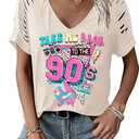 80s 90s V-Neck T Shirt for Women-Vintage Country Music Short Sleeve Tops Graphic Tees Outfits (Medium)