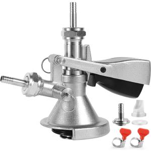 All Stainless Steel A Type Keg Coupler German Slider Style Keg Coupler Beer Keg Tap Dispenser for I.D 5/16 Draft Beer Line Beer Barrel Coupler A System Keg Coupler with Relief Valve