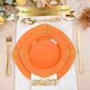 Nervure 175PCS Orange Plastic Plates - Orange and Gold Disposable Plates for 25 Guests Include 50Plates, 25Cups, 25Forks, 25Knives, 25Spoons, 25Napkins for Wedding & Party