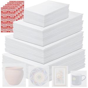 250PCS Packaging Supplies,200 Pack Foam Pouches 4 Sizes(14"x14", 12"x12", 12"x7.5", 7.5"x7.5") with 50 Fragile Stickers,Cushion Foam Pouch for Moving,Packing,Transportation,Storage
