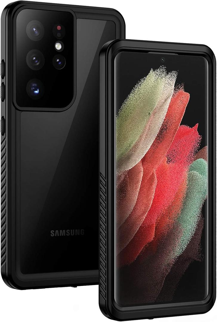 Lanhiem for Samsung Galaxy S21 Ultra Case, IP68 Waterproof Dustproof, Built-in Screen Protector, Rugged Full Body Shockproof Protective Phone Cover for Galaxy S21 Ultra 5G 6.8 Inch, Black