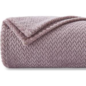 NEWCOSPLAY Super Soft Throw Blanket Light Purple Premium Silky Flannel Fleece Leaves Pattern Lightweight Bed Blanket All Season Use (Light Purple, Throw(50"x60"))