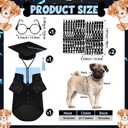 Huhumy 5 Pcs Dog Graduation Costume Set Include 2026 Pet Graduation Gown with Stole Puppy Grad Cap Lensless Glasses DIY Letter Stickers for Dogs Cats Holiday Costume Accessory(Black Light Blue,M)
