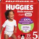 Huggies Size 5 Baby Diapers, Little Movers HuggFit 360° Baby Diapers with 360° Waistband, Size 5 (27+ lbs), 19 Count