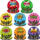 48 Pack Hero Theme Paper Plates Hero Birthday Party Decorations Supplies 7 Inch Disposable Colorful Comic Dessert Cake Plates Cityscape Tableware for Birthday Baby Shower Party Favors, 8 Styles