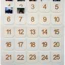 Photo Advent Calendar with Pockets, Christmas Calendar Countdown, Embroider Numbers Felt Photo Advent Calendar w/ 25 Small Pockets, Advent Calendars for Holiday Tradition (Gold)