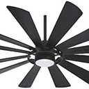 Minka Aire F870L-TCL Windmolen 65" Outdoor Ceiling Fan with LED Light and Remote Control, Textured Coal