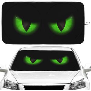 Green Eyes Car Windshield Sun Shade Foldable Sunshade Front Window Cover Sun Visor Protector Accessories (59x27.5 inches)