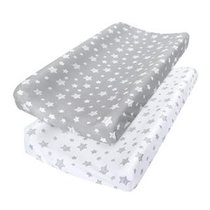 Changing Pad Cover for Boys Girls 2 Pack, Lovely Print Soft Unisex Diaper Change Table Sheets, Fit 51"x29Contoured Pad, Comfy Cozy 2-Pack Cradle Sheets, Grey & White