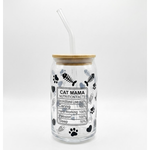 Cat Mom Sipper Glass, 16oz