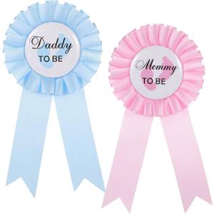 2Pcs Mommy and Daddy To Be Badge Pin, Mom & Dad to be Pin New Dad Mom Gifts New Parent Gifts Rosette Buttons Brooch Baby Shower Decorations Party Celebration