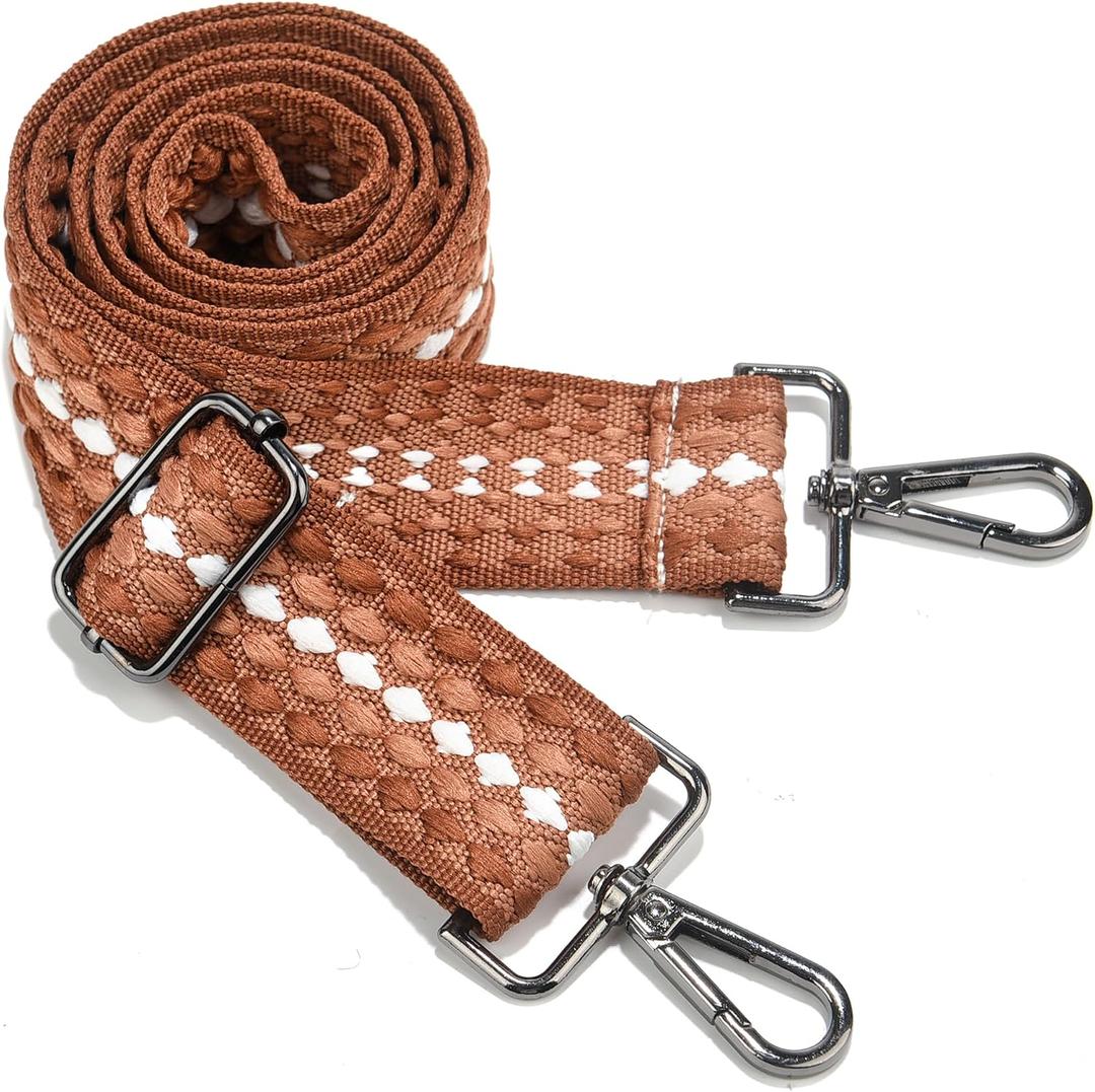 1.5" Wide Purse Strap Adjustable Replacement Gunmetal Hardware Long Crossbody Bag Strap for Thick Shoulder Bags Canvas Handbags Straps