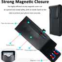 Holster Pouch for Samsung Galaxy Z Fold 7/6/5/4/3 with S Pen Holder & Belt Clip & Card Holder, Luxury Carbon Fiber Leather Holster Case with Belt Loop&Metal Clip&Magnetic Closuer (Vertical)