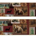 Pickmesh Set of 2 Kitchen Mats Cabin Bear Rugs Woodland Nursery Rug Decor Rustic Lodge Theme Area Rug with Bear and Cub Mountain Scene Cabin Rug for Home Bathroom (Multicolor,Woodland)