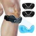 Patellar Tendon Support Strap, Silicone Patella Knee Strap, Non-Slip Patella Stabilizer Knee Band for Jumpers Knee, Tendonitis, Basketball, Volleyball, Squats - Black 2 Pack