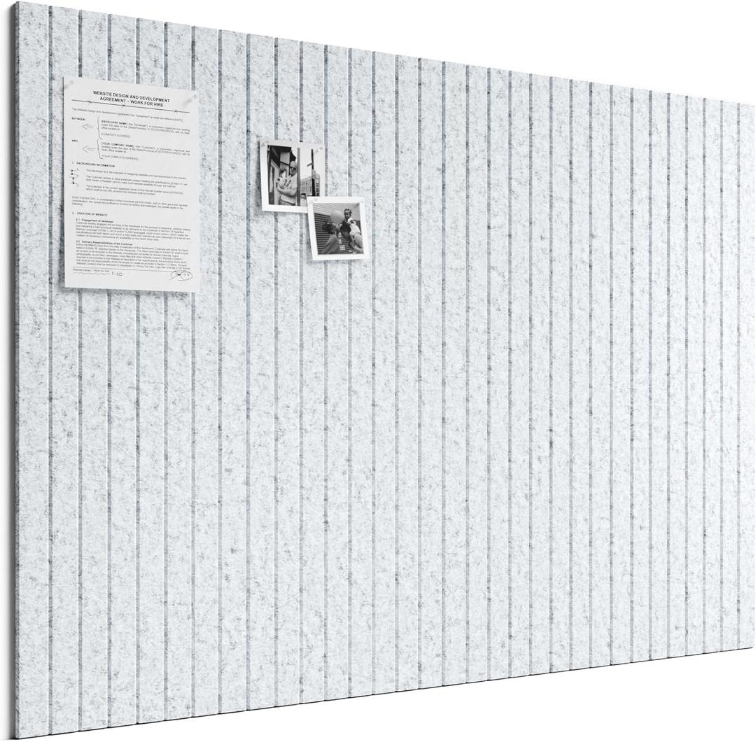 Bumusty Large Cork Board Alternative-48 x 36" Felt Bulletin Board Tiles, with 30 Pushpins, 70 Adhesive Tabs, Fine-Stripe 12-Pack, Cork Boards for Office Push Pin Board Felt Board-Light Gray