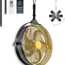 AHAWILL Outdoor Ceiling Fans with Lights for Garage,Gazebo Fan with Hook Remote&APP Control,Dimmable Hanging Fan with Plug in Cord for Pergola、Patios,Yellow