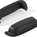 khtumeware 2 Pack 3"(76mm) Hole Center Retro Drawer Pulls Matte Black Cabinet Bin Cup Pulls Bathroom Hardware Cabinet Handles Drawer Handles Knobs