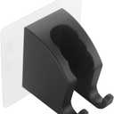 JONKEAN Black Handheld Shower Head Holder with 2 Hanger Hooks Strong Adhesive Shower Head Holder Adjustable Shower Wand Holder Wall Mount, Bathroom Waterproof Shower Handle Holder No Drill Need (1 Pack)