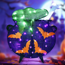 Halloween Decorations Outside Witches Cauldron - HOYECHI Outdoor Halloween Decor Lighted Cauldron 2.5FT, Light Up 3D Witch Cauldron with 60 LED Lights, for Front Yard Porch Gardens Lawns Party