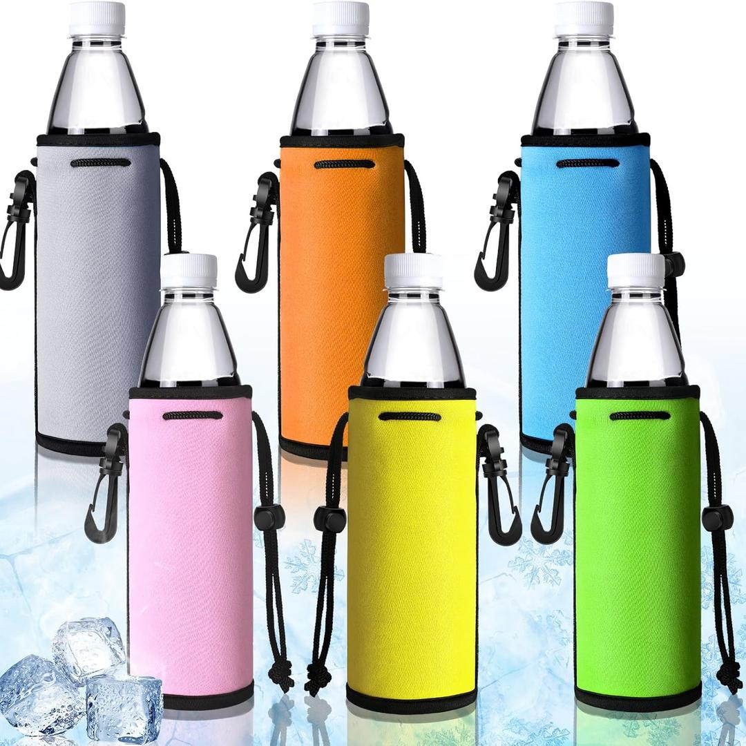 Baderke 6 Pcs Water Bottle Insulators - 16-17 oz Can Sleeves, Coolers Holder, Non-Slip Covers for Beverages (Classic Colors)