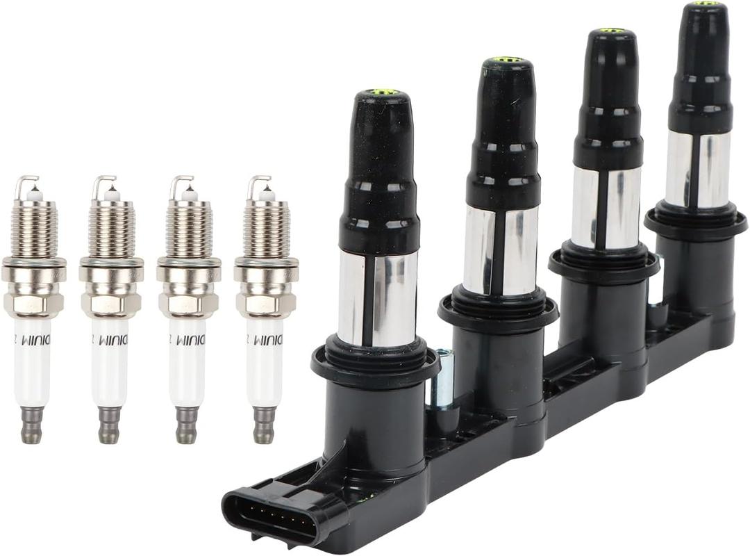UF620 Ignition Coil Pack & 4504 Iridium Spark Plugs Set of 4 Fits For 2013-2015 Chevy Cruze 2013-2017 Chevy Sonic 2010 Pontiac G3 1.6L 1.8L L4 Replacement for 9091902247 C1646 5C1703 D517C