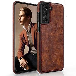 LOHASIC for Galaxy S22 Case 5G, Premium Leather Luxury PU Non-Slip Grip Rugged Bumper Shockproof Full Body Protective Cover Men Women Phone Cases for Samsung Galaxy S22 (2022) 6.1 inch - Brown