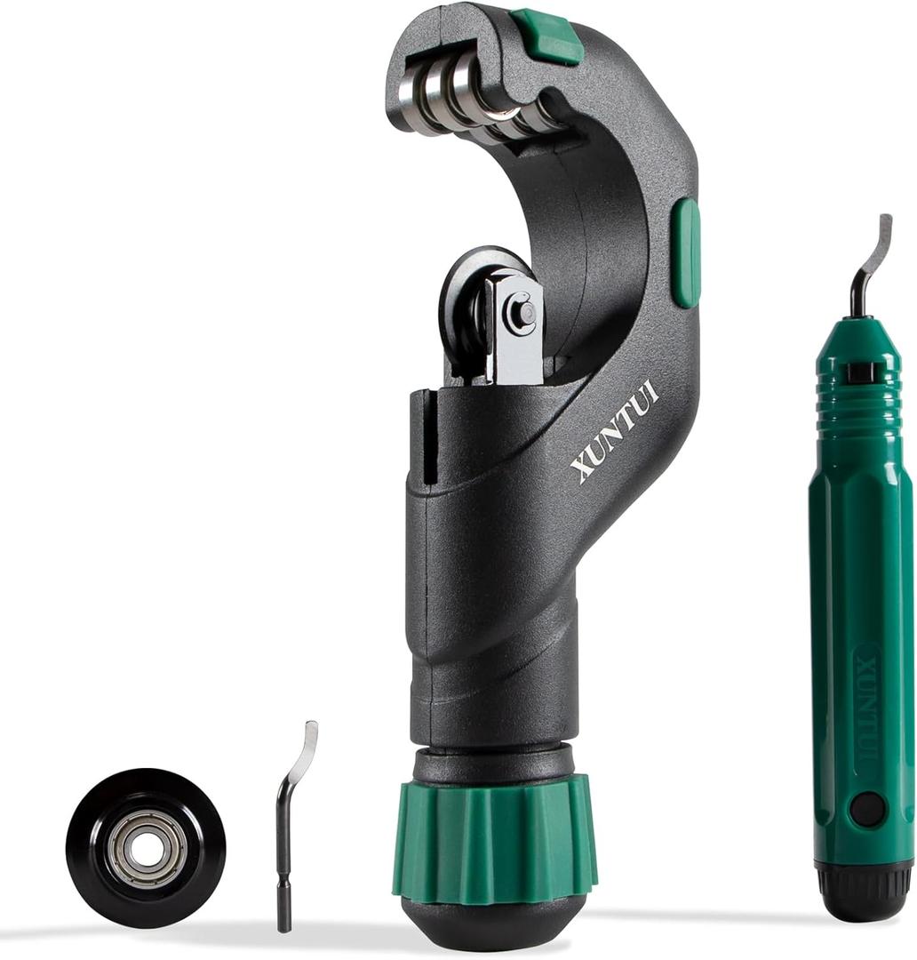 Copper Pipe Cutter Tool Set 3/16"-2" Outer Diameter, Tube Cutter for Copper,Brass,Aluminum&Stainless Steel, HVAC Metal Plumbing Tubing cutter Tool with Deburring Tools&Extra Blades(XT600616) (650)