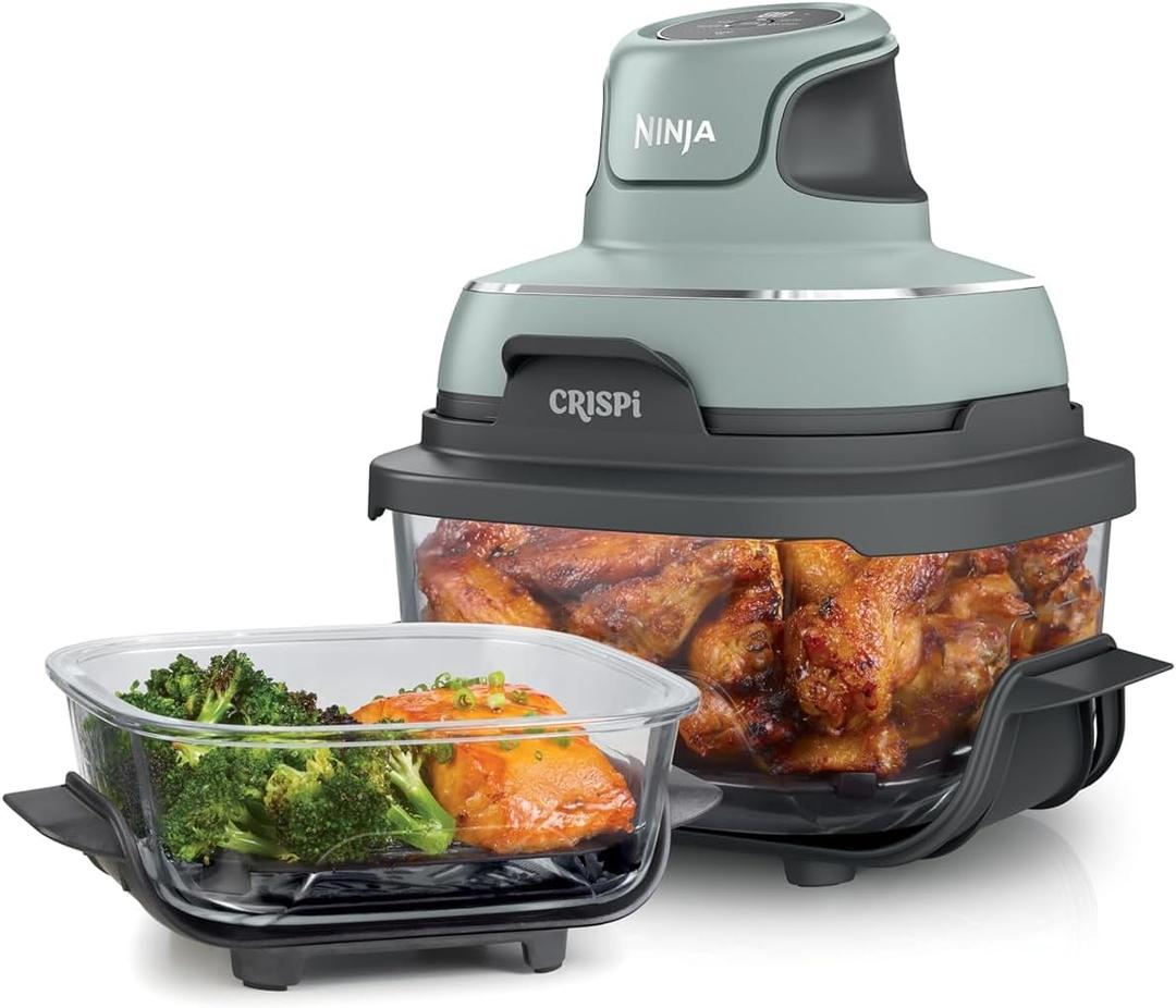 Ninja Crispi Glass Air Fryer, 4-in-1, Green, FN101SG, 4 QT