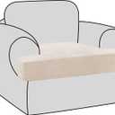 H.VERSAILTEX Stretch Velvet T Couch Cushion Cover Seat Cushion Cover for Chair Recliner Wingback Chair Furniture Protector Sofa Cushion Slipcover with Elastic Bottom(Armchair,Ivory)