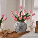 Yastouay 12-Pack Pink Tulips Artificial Flowers, Real Touch Latex Faux Tulips with Large Full Buds, Lifelike Vibrant Fake Tulips Bouquet for Spring Wedding Home Dcor, Table & Party Centerpiece