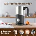 Electric Milk Frother, 4-in-1 Milk Frother and Steamer for Coffee - Warm & Cold Foam with Anti-burn Propeller, 350ml Capacity, Easy to Clean, perfect for Cappuccino, Latte, and Choc, BPA Free (Black)