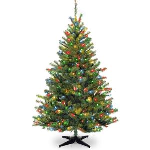 National Tree Company Pre-Lit Artificial Medium Christmas Tree, Green, Kincaid Spruce, Multicolor Lights, Includes Stand, 6 Feet