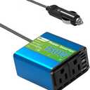 150W Power Inverter - Converter Vehicle Adapter Plug Outlet 12v to 110v, Car Plug Adapter with 2 AC Outlets, for Vehicles, Cigarette Lighter Outlet for Phone/Laptop