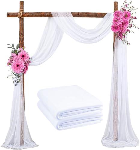Sage At Sunrise Arch Draping 2 Pack White Wedding Decor/White Fabric for Wedding Arch Draping Fabric/Wedding Decorations for Ceremony/Chiffon Fabric for White Drapes or Other Wedding Stuff/Sheer